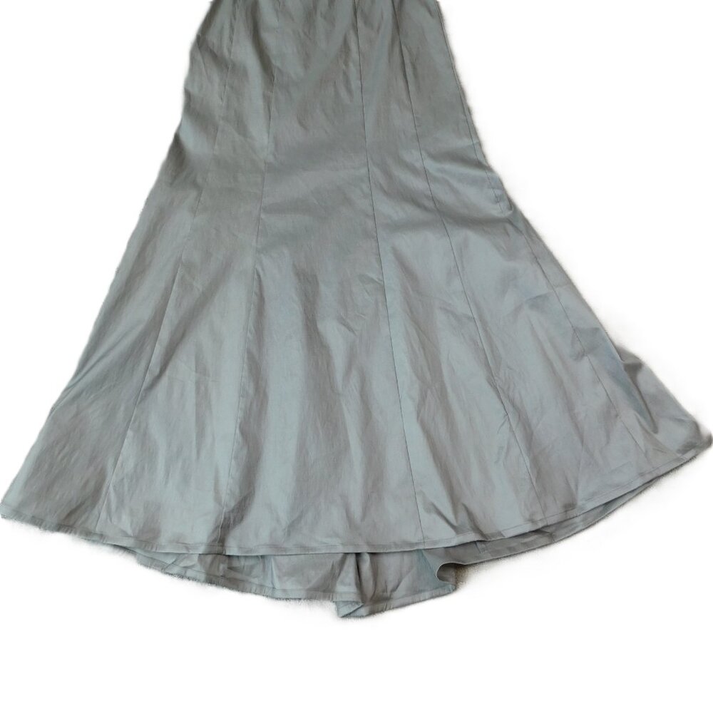 Tadashi Shoji Long Taffeta Fishtail Mermaid Skirt | Silver Gray | EUC | 12